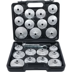 JUEGO 23 PIEZAS DE CAZOLETAS PARA EXTRAER FILTROS DE ACEITE, ALUMINIO DIECAST