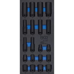 BANDEJA PARA GABINETE 1/3: DADOS DE IMPACTO HEXAGONAL | 12,5 MM (1/2") | 10 - 24 MM | 20 PIEZAS