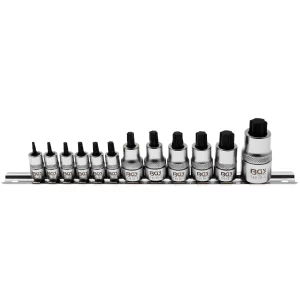 JUEGO 12 PIEZAS DE DADO CON PUNTA  T-STAR (TORX), EXTRA CORTAS, T8 - T60